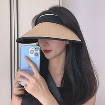 프리누아 라탄 여성 라피아 밀짚 여자 돌돌이 선캡 썬캡 UV차단