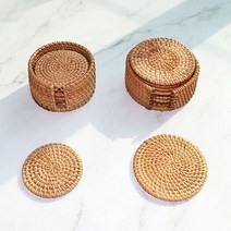 홈카페 라탄 티코스터 컵받침 핸드메이드(세트)/(단일상품), 10cm세트상품(6P+정리함)