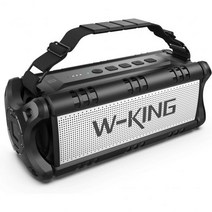 W-KING 블루투스 스피커 50W Deep Bass Portable Loud Speaker IPX6 Wat, Silver Black