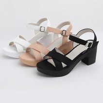 가벼운 가보시 통굽 샌들 발편한 핑크 화이트샌들 발볼넓은샌들 7cm