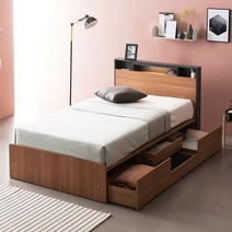 장인가구 토미 LED 수납 침대 프레임/매트선택/SS/Q/3단/4단/착불, 독립스프링 매트리스Q/매트 단품