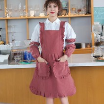 애견미용복 애견미용사 레이스 앞치마 코튼 공주풍 방수 프릴 카페 유니폼, 레드(+토시)