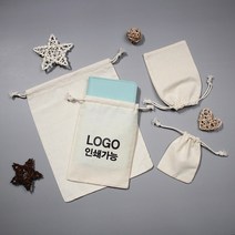 LOGO 무지 코튼 면파우치 스트링 친환경 에코파우치 이너백 사이즈다양