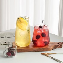 홈텐딩 인스타 내열유리컵 커피 음료 칵테일 글라스 긴 유리잔 둥근컵 그란데 벤티사이즈, 5-7 에일리 유리컵 480ml