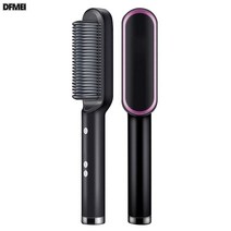 DFMEI 전문 헤어 스트레이트너 세라믹 헤어 브러시 헤어 빗 고데기 컬링 헤어 아이언 헤어 스타일러 도구, 검은 색