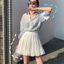 가바바 여성 스커트 미니멀 케이크 모양 쉬폰 미니 스커트 G39026