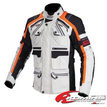 코미네 오토바이 방한 자켓 바이크 투어링 프로텍터 보호대 사계절 JK-593, L.GREY-ORANGE-S