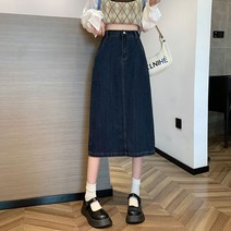 데님스커트 블루 그레이 여성 작은 가을옷 키커 보이는 코디 하프기장 A라인 150CM 3806479600