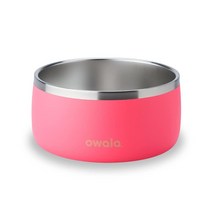 Owala 반려동물 그릇 - 내구성 있는 스테인리스 스틸 개 고양이 및 모든 반려동물을 위한 음식 물 그릇 미끄럼 방지 베이스 680.4g(24온스) 블랙 (매우 베리, 48 oz, Hyper Flamingo, Hyper Flamingo