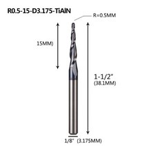 텅스텐 단단한 초경 엔드 밀 4mm 6mm 8mm 볼 코 테이퍼 엔드 밀 라우터 비트 CNC 테이퍼 목재 금속 밀링 커터, R0.5-15-D3.1-TiAlN
