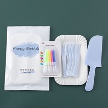 빈티지 디저트 커트러리 포크 나이프 생일 케이크 식판 구름 세트 일회용 접시 콤비 종이 식기, 07 5접시5블루칼캔들100세트