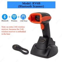 택배스캐너 무선 또는 유선 블루투스 휴대용 바코드 리더 USB 스캐너 2D QR PDF417 데스크탑 1D, 11 RV6B--Bluetooth