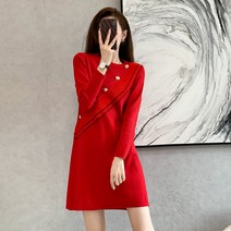 블링앤수 여성 데이트룩 라운드넥 니트 원피스 KZZ460