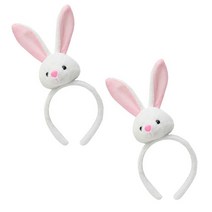 리빙듀오 파티 머리띠 인생네컷 소품 생일 할로윈 놀이공원, 2개, 토끼얼굴머리띠 화이트