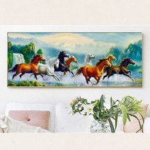 팔마도 백마 성공 힘 사무실 거실 인테리어 그림 큐빅 비즈 가득 보석십자수 재료, 200x80cm