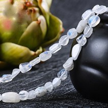 연화 천연 문스톤 자갈 원석재료 10x12mm 1줄 약 40cm, 단품