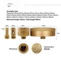 SHDIATOOL-다이아몬드 드릴링 코어 비트 건식 진공 브레이즈 M14 타일 벽돌 구멍 오프너 톱 커터 크라운 화강암 대리석 스톤 세라믹, [28] 115mm, [01] M14 Thread, [01] 1PC