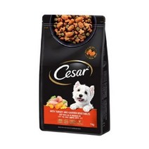 시저 어덜트 소 애견용 연어맛이 곁들여진 최상급 쇠고기 사료, 01 칠면조, 1kg, 4개