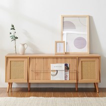 소티디자인 헤이즐 라탄 플랩도어 TV 거실장 1500, 캄포DIY+드릴 P108RTOUP