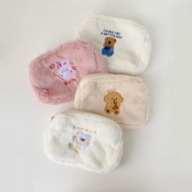 수납 토끼털 뽀글이 가방 화장품 다용도 생일선물 생리대 털파우치 페이크퍼 털 극세사 파우치 여행