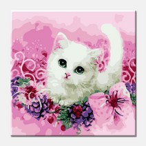 모모픽스페인팅 DIY명화그리기 40x40cm, 핑크 냥이
