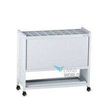 리빙월드 이동용 우산보관대 24구(열쇠무) 바퀴장착 우산꽂이, 실버