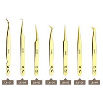 래쉬앤브로우 골드 핀셋 7종 트위져 속눈썹연장재료 셀프속눈썹연장, 1개, LB-03