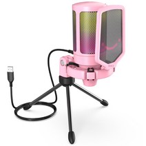 팟캐스트 스트리밍용 fifine usb 게임용 pc 마이크 스튜디오비디오 핑크용 ampligame rgb 컴퓨터 콘덴서 데스크탑 마이크