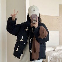 핑크 크롭 빵 코트 여 겨울 루즈핏 학생 도톰한 패딩 도톰 패딩
