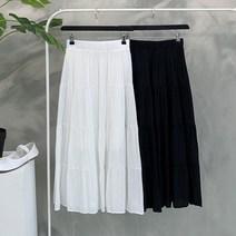 행복여[신상무배]샤베트 셔링 티어드 캉캉 허리 밴딩 스커트