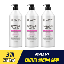 케라시스 데미지 클리닉 샴푸 손상된 모발 토탈 손상 케어 세라마이드 영양 케어 시스템 스위스 알파인 허브 추출물, 3개, 750ml