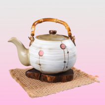 주전자 분청열매 대나무 손잡이 다관 차주전자 티포트 탕관 티팟 600ml