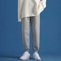 남자 밴딩바지 데일리 얇은 시보리 회색 조거 팬츠
