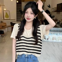 손뜨개조끼 여름니트조끼 니트 조끼 여성 여름 얇은 섹션 외부 레이어링 조끼민소매 조끼 그물
