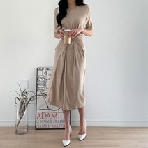 겟잇미 타보느 플레어 가을 심플 스웨이드 롱원피스