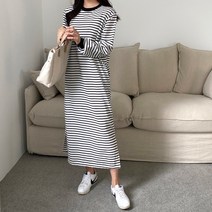 빅사이즈 여성 코코 단가라 롱 원피스(면 쭈리)