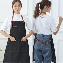 고급스런 원피스 데님앞치마 어린이집 유치원 선생님 보육 교사 공방 바리스타 카페 앞치마, No 01.데님 바리스타 앞치마 블랙