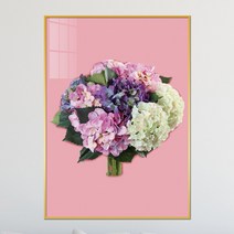 아트블루 플라워 그림 수국 꽃다발 부케 북유럽 식물 액자, 3_수국 꽃다발 부케_핑크배경