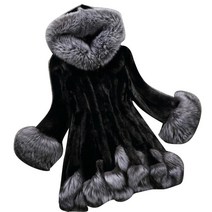 퍼자켓 페이크퍼 에코퍼 인조 밍크 코트후드 트렌치 모직 오버 코트 여성용 세련된 인조 모피 플러시 긴