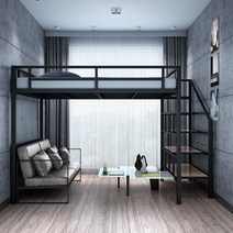 (B/L)성인벙커침대 아이언아트 더블 상하 빈 모던 도 작은 공간 고가 침대 테이블듀플렉스 2층, 총 높이 1.9m + 설치