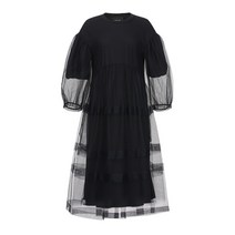 22FW SIMONE ROCHA 시몬로샤 튤 디테일 미디 원피스 블랙 TS3450553
