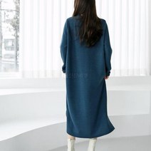 옷자락 [옷자락] 여자 가을 라운드 무지 폴리 긴팔 롱 원피스