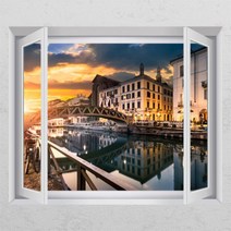 [천삼백케이] [꾸밈] ca627-이탈리아의거리창문그림액자, E타입-모던블랙