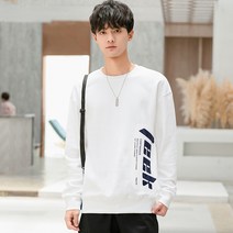 주니어티셔츠 TEEK 남성맨투맨 가을 트렌드 심플 와이드 루즈핏 솔리드 무지 모자 없음 상의 청소년 1476419722