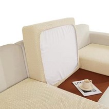 조약돌소파 자카드 소재 두꺼운 엘라스틱 소파 쿠션 좌석 커버 자형, XieWen Beige+Enlarge 4