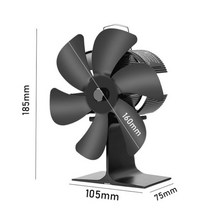 6 블레이드 열 공급 난로 팬 블랙 벽난로 로그 우드 버너 에코 팬 조용한 홈 벽난로 팬 효율적인 열 분배, Stove Fan