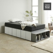 [트리빔하우스] 스마트 책장형 멀티 수납 침대 - SS[7존 독립 매트리스포함], 색상:메이플화이트 / 수납타입:서랍중앙형1+도어2