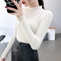 스웨터니트이너셔츠 가을겨울 반폴라 여자스웨터코디 슬림 이너웨어 블랙 긴 소매 여성 2331083897