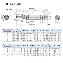 유압리프트 MA 16/20/25/32/40mm 스테인레스 스틸 25-500mm 스트로크 복동 미니 공압 공기 실린더, 10 Stroke 300_05 MA40