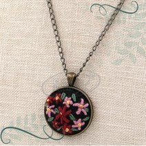 토이앤스티치/자수용/앤티크 목걸이 원형/대/목걸이줄포함/프랑스자수/퀼트/당일발송, F06-앤티크 목걸이 원형-대